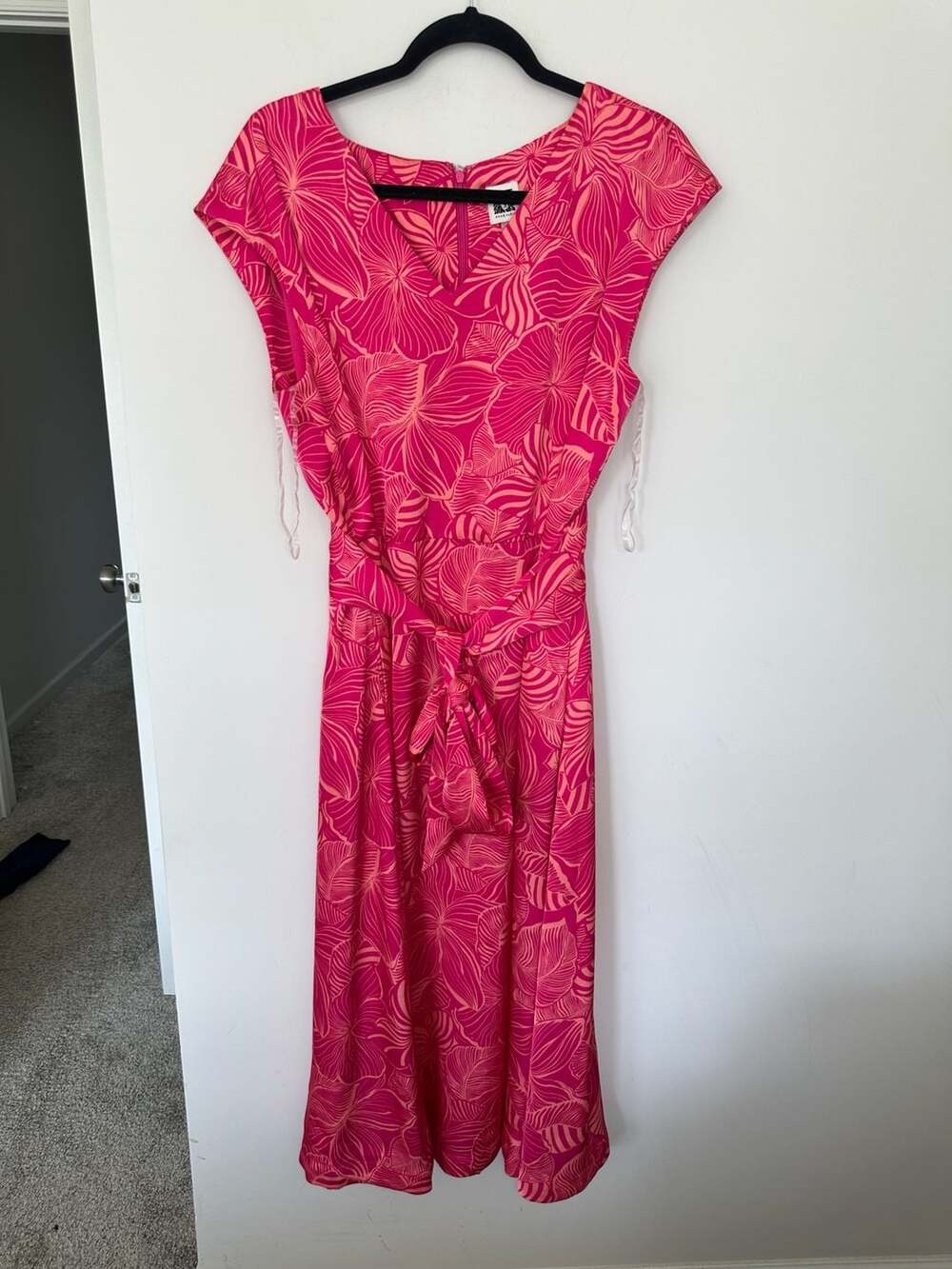 Anne Klein Pink Tropical Print Tie Front Sundress Size 12